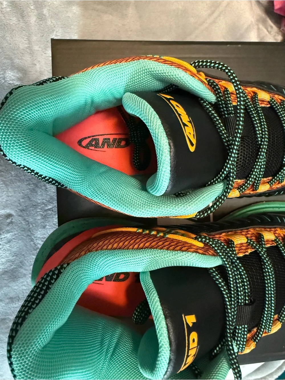 And1 Low-Top Athletic Shoes in Black, Teal & Coral